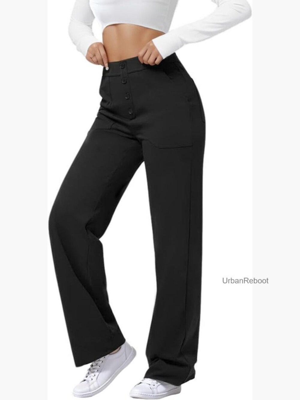 High Waisted Stretchy Dress Pants with Pockets for Work Office